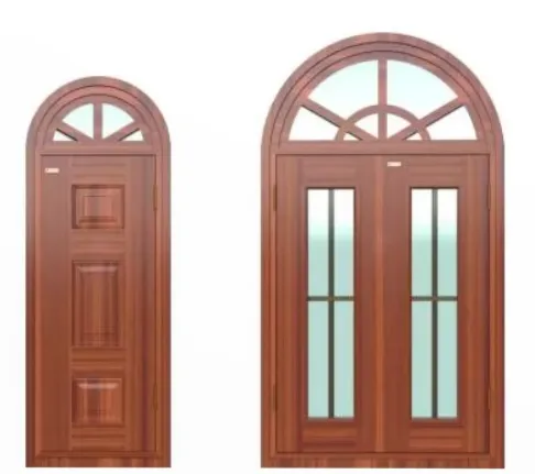 CỬA SỔ VÒM THÉP VÂN GỖ