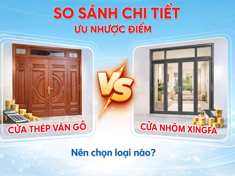 so sánh cửa thép vân gỗ và cửa nhôm xingfa