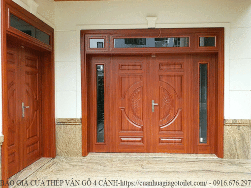 báo giá cửa thép vân gỗ 4 cánh