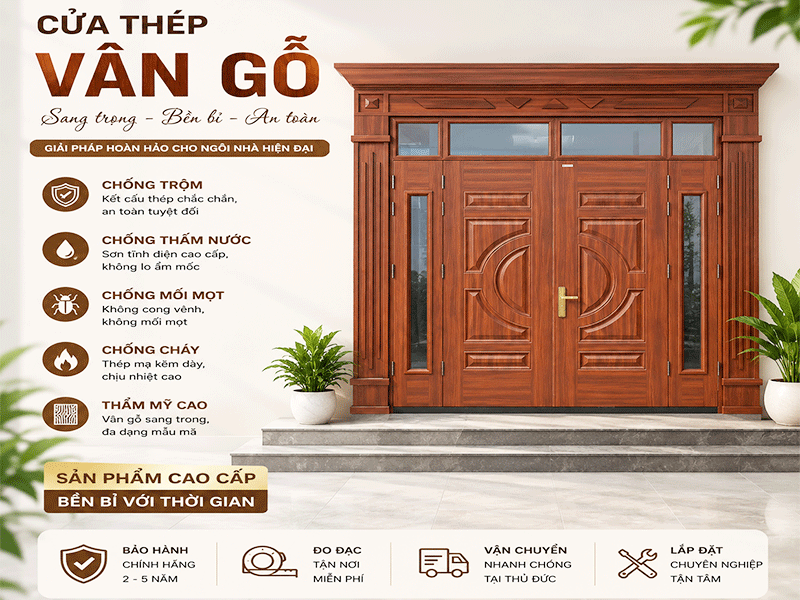 giá cửa thép vân gỗ tại thủ đức